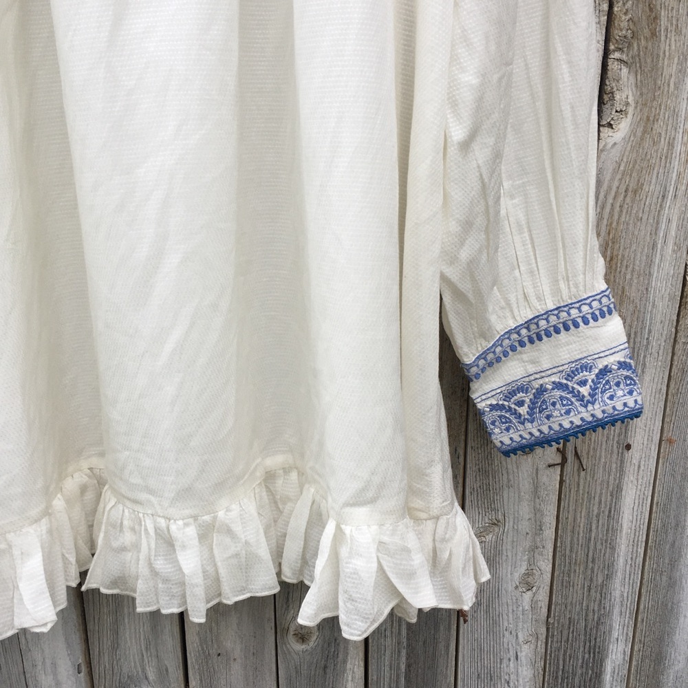 NWT Free People Erin Embroidered Mini Dress Cotton Viscose Ivory Combo L - Picture 9 of 16